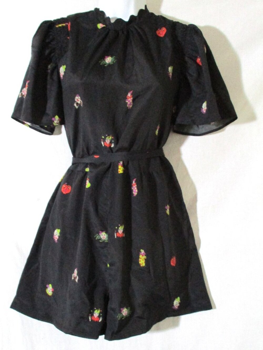 ALEXA CHUNG CLOWN Mini Dress 6 BLACK Boho w Belt ALEXACHUNG